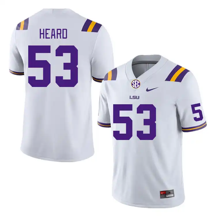 Men's LSU Tigers Lance Heard #53 White NCAA Football Jersey